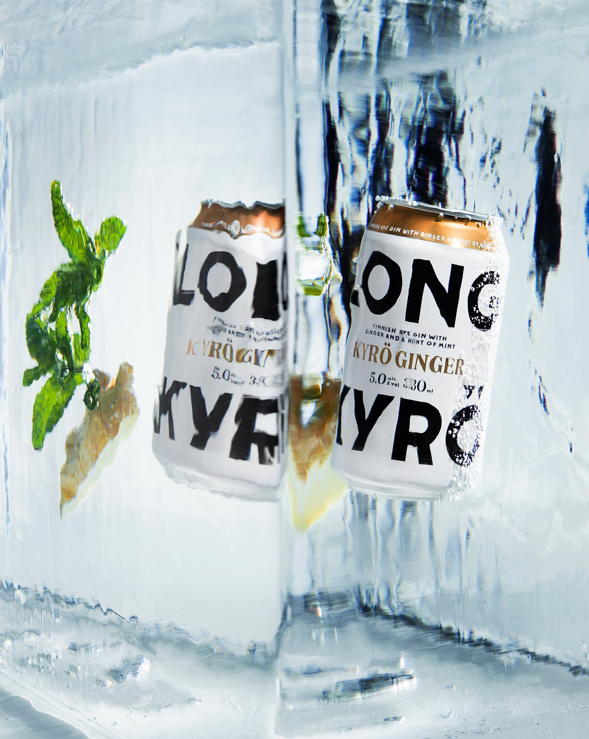 Longkyrö Ginger -tölkit jään sisällä, inkivääri ja minttu